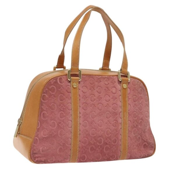 CELINE C Macadam Canvas Hand Bag Suede Pink Gold Auth - Picture 3 of 16